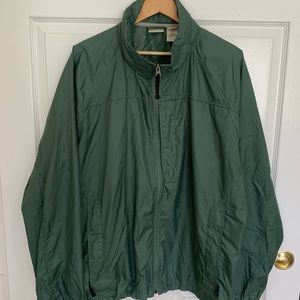 LL Bean Raincoat windbreaker Full Zip Green XXL